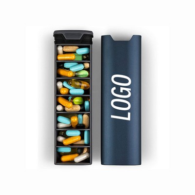 Aluminum 7-Day Pill Organizer with Lockable Sections