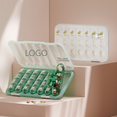 28-Compartment Moisture-Proof Weekly Pill Organizer / Large Capacity 7-Day Medicine Dispenser